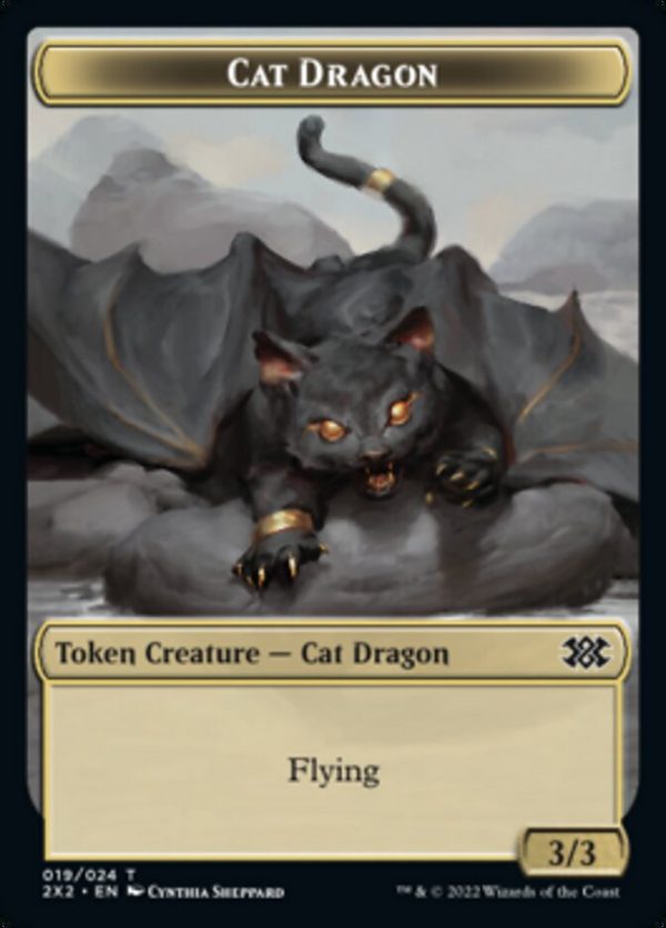 Cat Dragon    Knight Double-Sided Token [Double Masters 2022 Tokens] on Sale