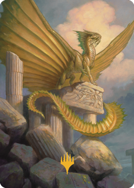 Ancient Gold Dragon Art Card (05) (Gold-Stamped Signature) [Commander Legends: Battle for Baldur s Gate Art Series] For Discount